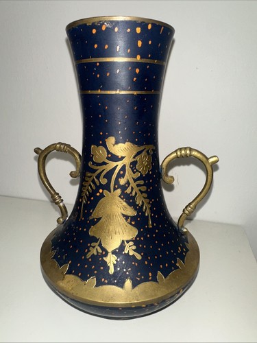 Metall vase kobaltblau mit - metall,