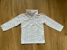 Rollkragenpullover Langarmshirt Gr. 92 Verbaudet weiß mit bunten Herzen Rolli