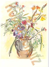 Künstler AK Oskar Kokoschka nach einem Blumenaquarell Blumen im Topf