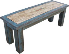 Sitzbank blau weiß antik -