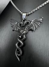 Drachen Knoten Anhänger Edelstahl Kette Liebe Freundschaft Schmuck Biker 238A