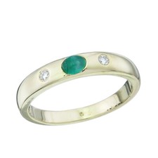 Oeding-Erdel Band Ring Smaragd Brillanten 585er Gelbgold