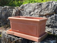 Pflanzkasten  Blumenkasten Terracotta Optik Untersetzer wie echt 59x29x28cm