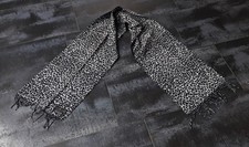 Damen Schal von Cashmink - ca. 30 x 160 cm - grau schwarz - Leopard - Fransen