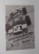 Werbe Flyer Jochen Rindt-Show München 1969 Jochen Rindt † Lotus Ford