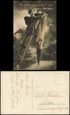 Schulanfang Einschulung Mädchen Riesenzuckertüte Fotokarte 1914