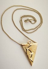 Gold Kette Collier Panzekette Gelbgold 333 Anhänger Zirkonia, Art Deco, Top??