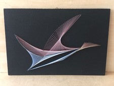 Fadenbild Nagelbild String Picture Vogel Zugvogel Vintage 70er J. 60 cm - 40 cm