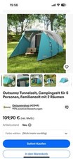 Outsunny Tunnelzelt, Campingzelt für 5 Personen, Familienzelt mit 2 Räumen