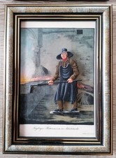 Zinnfigur Bergmann Hüttenmann nach Rost  1831 im Bilderrahmen   15cm x 11cm