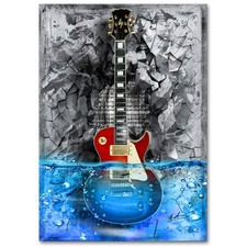Rock Gitarre Wandbild Blau Rot
