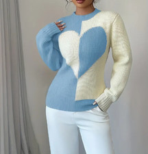 Farbblock-Herz-Pullover für