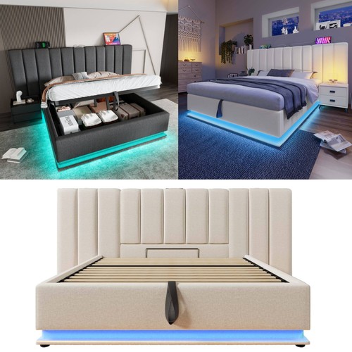 Led polsterbett doppelbett - polsterbett,