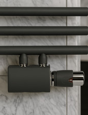 Badheizkörper Anschlussarmatur Multiblock Anthrazit Thermostat Mittelanschluss 
