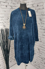Italy Cord Kleid,Longpulli,Dunkelblau Feincord +KETTE,bis ca  gr.42/44,Kuschelig