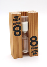 Sanduhr Timer aus Holz & Glas 8 Minuten Vintage alt H 12 cm