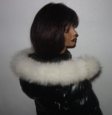 Polarfuchs Pelz Kapuze Kragen Fuchs Fellbesatz für Jacke Parka Pelzstreifen 70cm