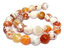 😏 Feuerachat facettierte Kugeln in 8 & 14 mm Edelsteinperlen Strang für Kette😉