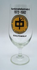 DDR Ehrengeschenk Bierglas 10 Jahre  WBK Rostock Kombinatsbetrieb 6 , Greifswald