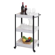 B-Ware Servierwagen MCW-H22, Küchenwagen Barwagen, Massiv-Holz, shabby weiß