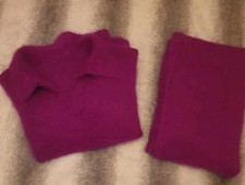 Angora/Kaschmir Anzug, Sport Anzug Gr Xl/xxl bordo/lilia weich dick warm