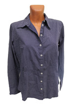 Via Appia Bluse L 44 langarm Hemdbluse Punkte blau weiß stretchig Damenbluse