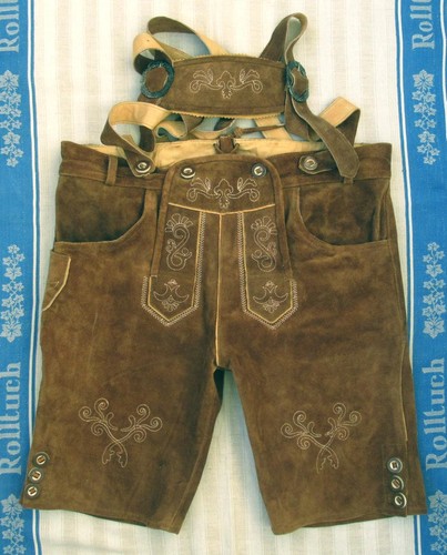 Bestickte braune lederhose - braune,