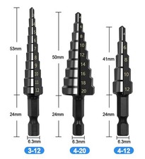 Stufenbohrer Ø 3-20 mm Set Stufen Konusbohrer 6,3mm (bit)  Schaft Profiwerkzeug