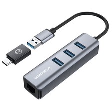 USB3.0 HUB+RJ45 LAN, 4 port 3x usb Verteiler + Gigabit Ethernet LAN RJ45