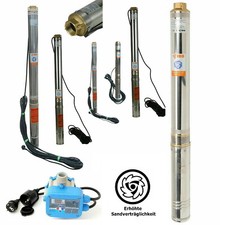 Tiefbrunnenpumpe Brunnenpumpe 2,5" 3" 3,5" 4" sandverträglich <5% optional PC-58