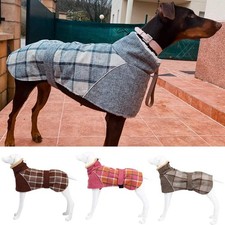 Warmer Hundemantel Fleece Winterjacke Karomuster für große Hunde S–3XL