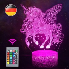 Einhorn Nachtlicht Kinder, Einhorn Spielzeug 3D Illusion Nachttischlampe16 Farbe