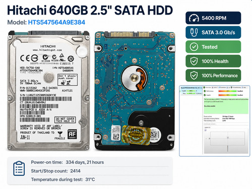 Hitachi 640gb sata hdd - 640gb, 2,5"
