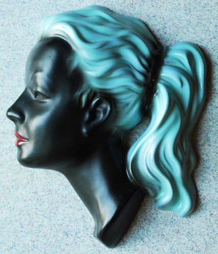 Wandkopf keramik maske frau - wandkopf,