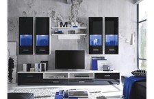 Wohnwand schwarz-weiß Hochglanz – modern, sehr gut erhalten