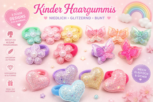 Kinder haargummis set glitzer - kinder,