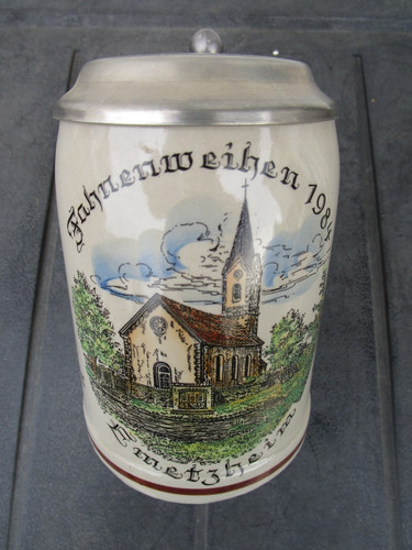 Bierkrug mit zinndeckel - l,
