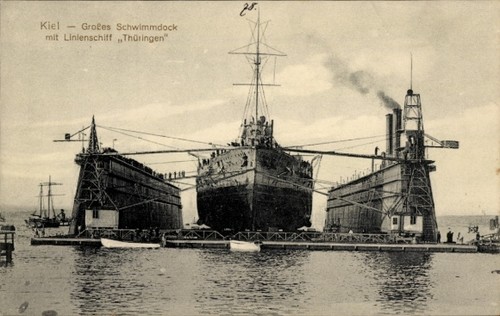 Kiel großes schwimmdock - ak,