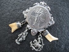 Rockstecker Silber 800 Charivari Trachtenschmuck mit Doppelgulden Münze 1855