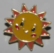 Sommer Sonne Smiley Gesicht - Emaille Metall Pin Anstecker / Brosche - BRANDNEU /BG36