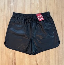 Neu Esprit Leder Imitat Shorts Hot pants Hose Mit Bindegürtel Gr.38 Schwarz