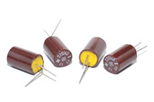 4x Bakelite-Kondensator ROE Serie EK, 220 µF / 40 V, Elko Capacitor, NOS 