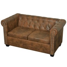 Chesterfield Sofa 2-Sitzer 3-Sitzer Sessel Couch Kunstleder Schwarz/Weiß/Braun