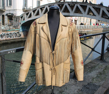 Lederjacke mit Fransen Made in Mexico - Größe XL Herren - Unisex