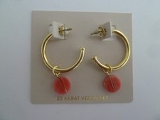 Creolen vergoldet, mit Halbedelsteinanhänger