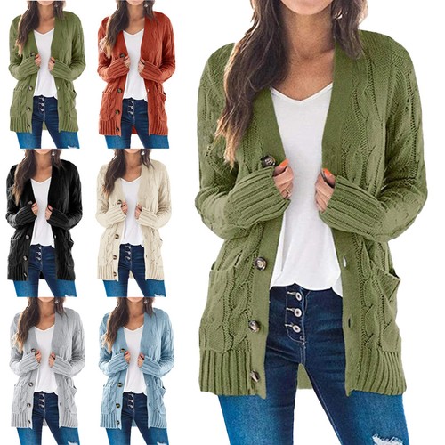Damen strickjacke knopf - strickjacke,