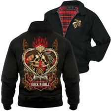 Herren Harrington Jacke Rockn Roll Rockabella Rockabilly Hot rod Oldschool style