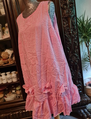 Kleid rosa weiß kariert 3xl - kleid,