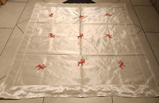 Tischdecke Weihnachten Kreuzstich bestickt 85x85cm Rot Rentier Organzastoff