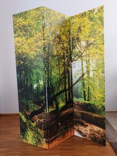 Dekorativer Raumteiler/spanische Wand. Motiv: Herbstlicher Wald. 44-132 cm breit